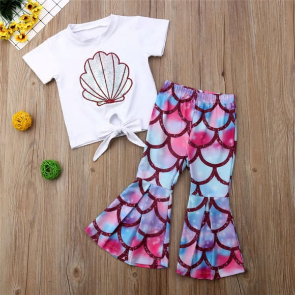 Other - Silver Sea Shell Crop Top Mermaid Leggings Outfit